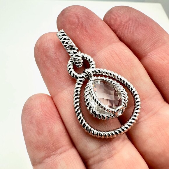 Anthony Nak Atlier Clear Gemstone Sterling Silver Pendant Enhancer - Picture 2 of 2